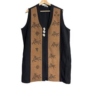 Venus Imports Nepal Lagenlook Tribal Mid Length Vest XL